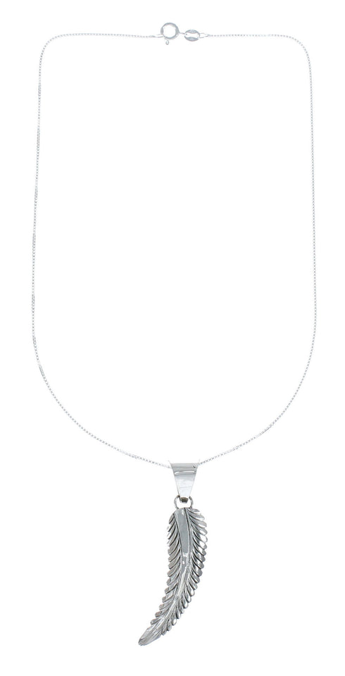 Sterling Silver Leaf Navajo Pendant 16" Box Italian Chain Necklace Set X10676